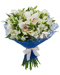 bouquet of white orchids. USA