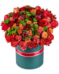 roses and chrysanthemums in a box. USA